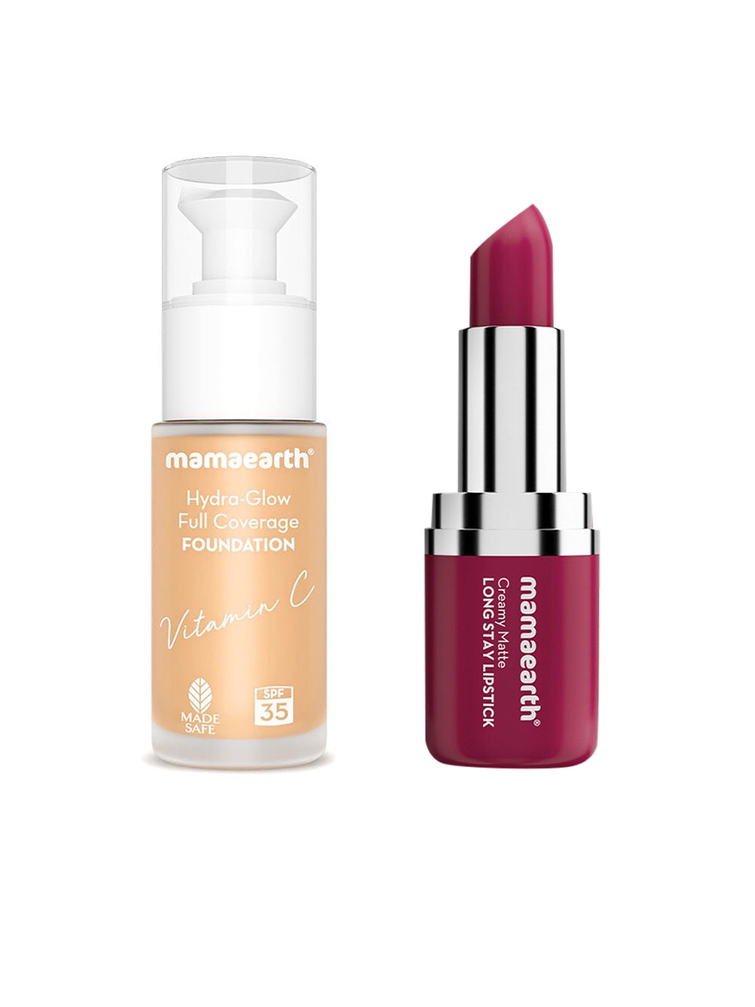 

Mamaearth Set Of Creamy Matte Long Stay Lipstick & Hydra-Glow Full Coverage Foundation, Beige