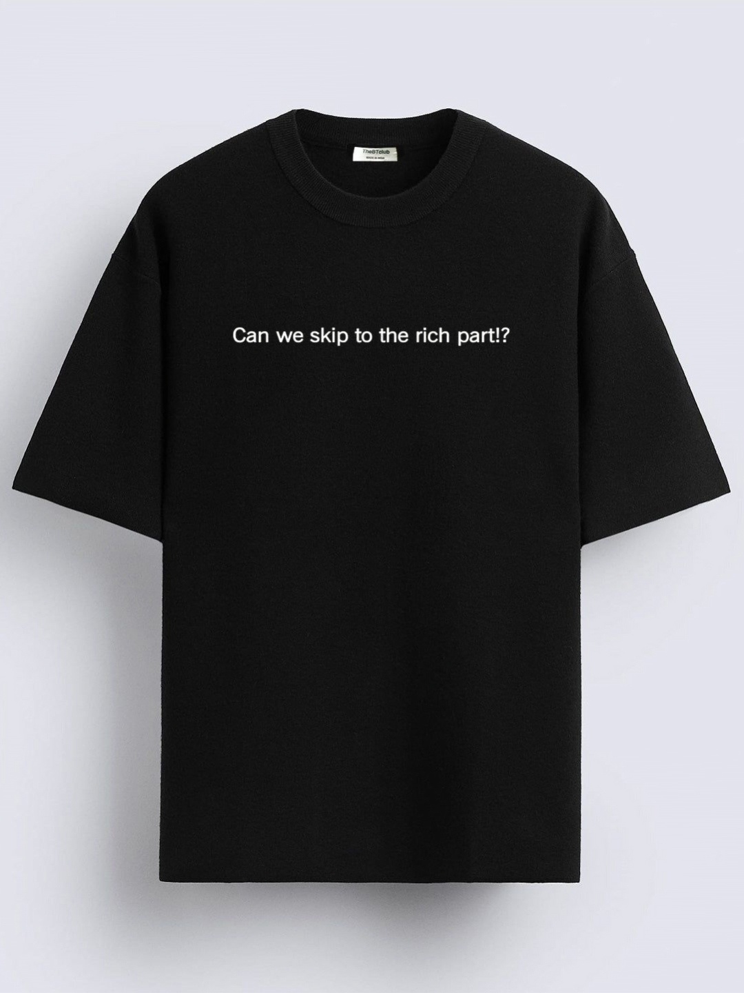

TheBTclub Men Printed Drop-Shoulder Sleeves Cotton T-shirt, Black