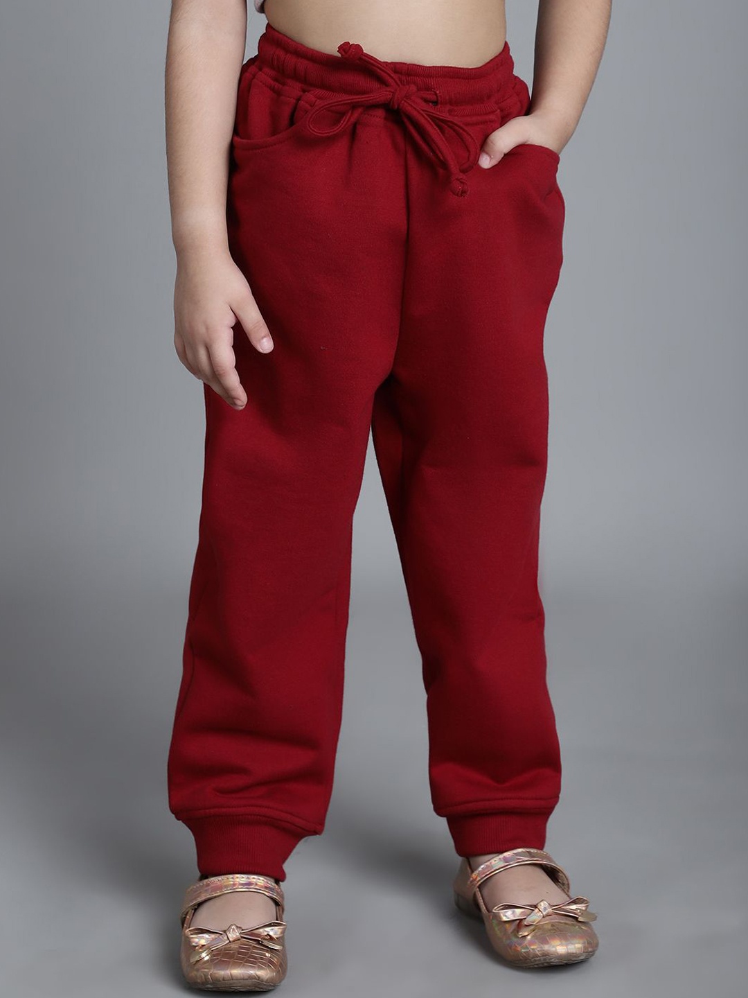 

MINI & MING Girls Relaxed Low-Rise Easy Wash Pleated Winter Trousers, Maroon