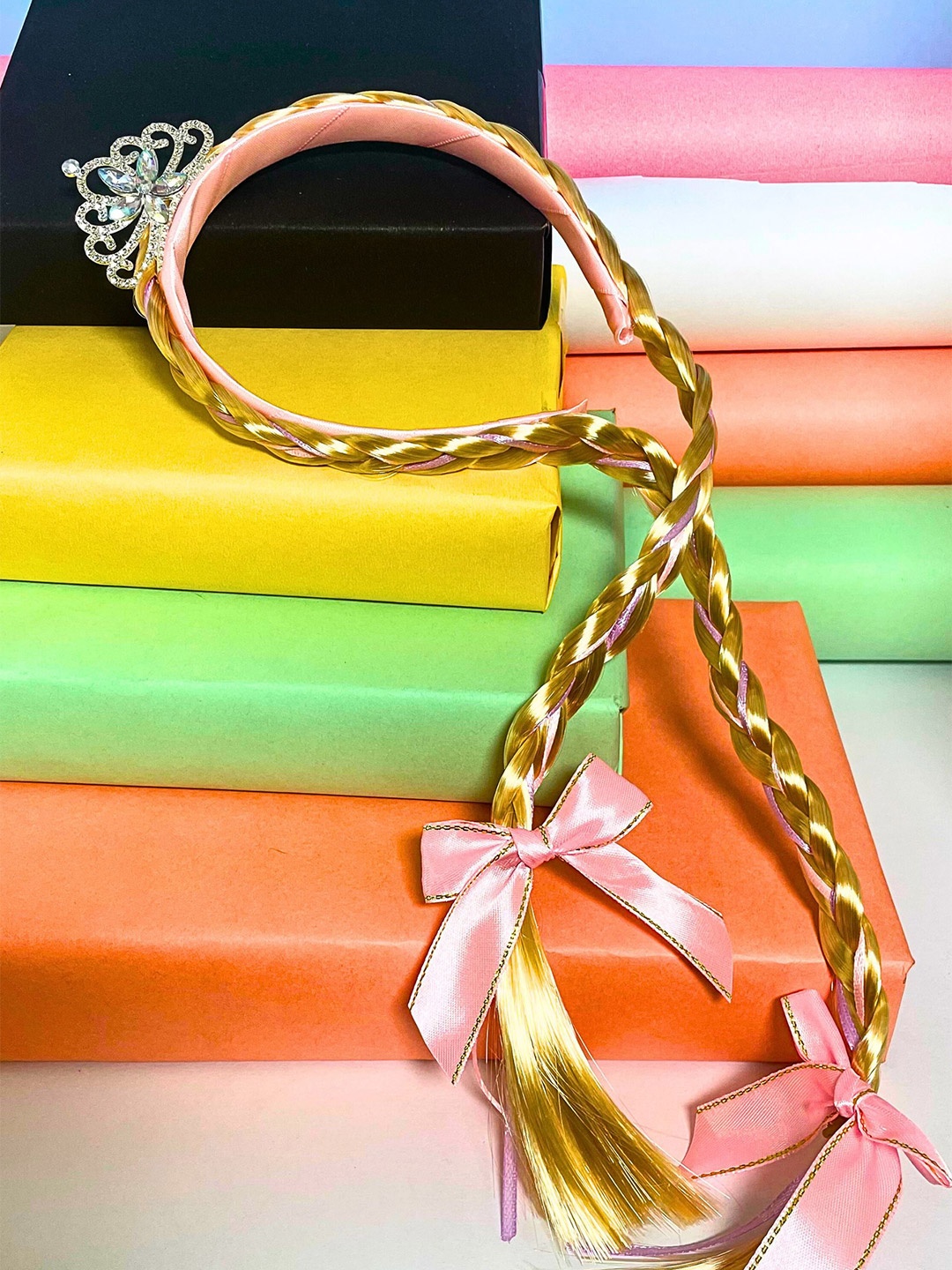 

MANSIYAORANGE Girls Embellished Hairband, Pink