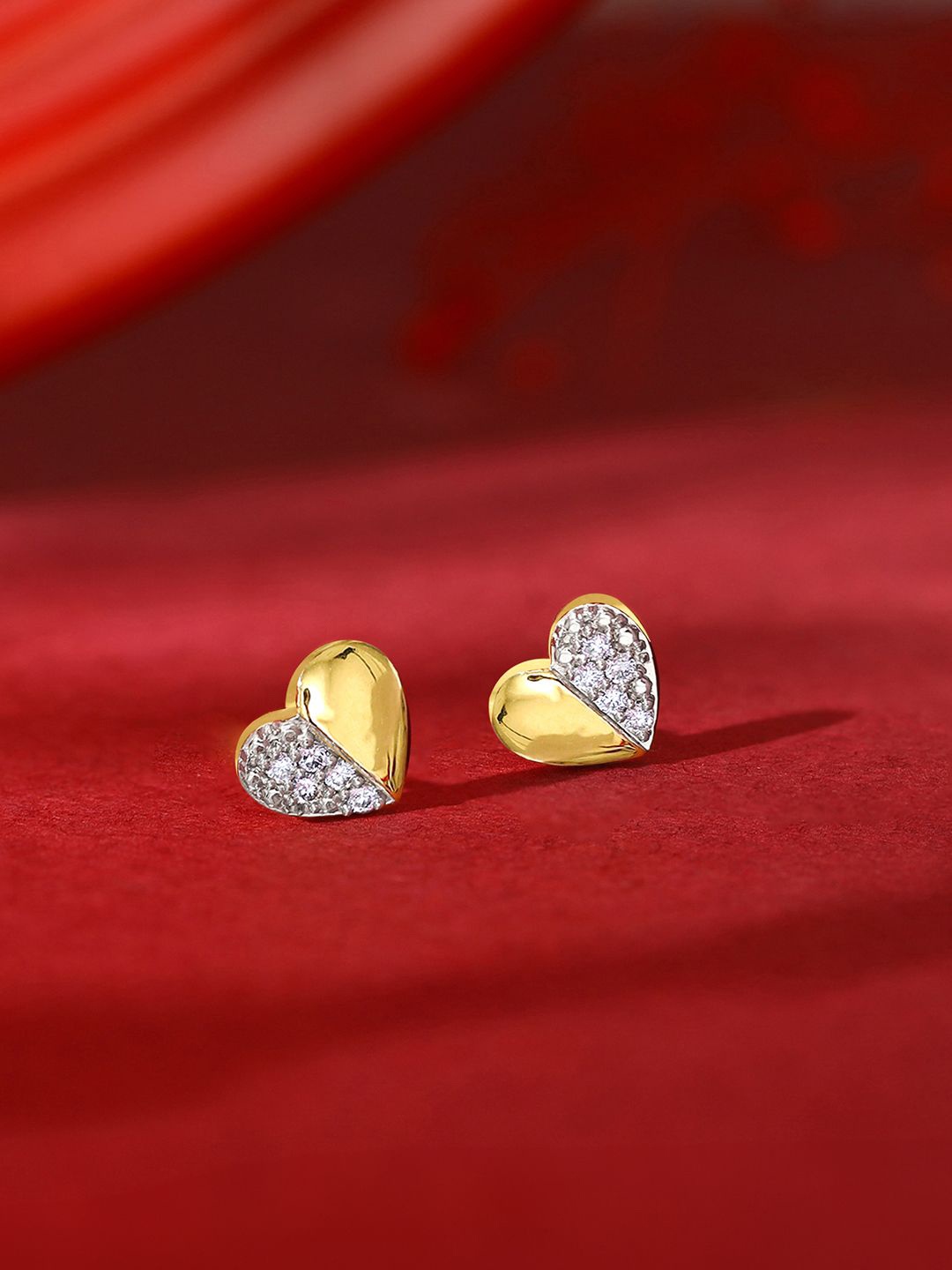 

GIVA 18KT Heart-Shaped Diamond Stud Earrings, Gold