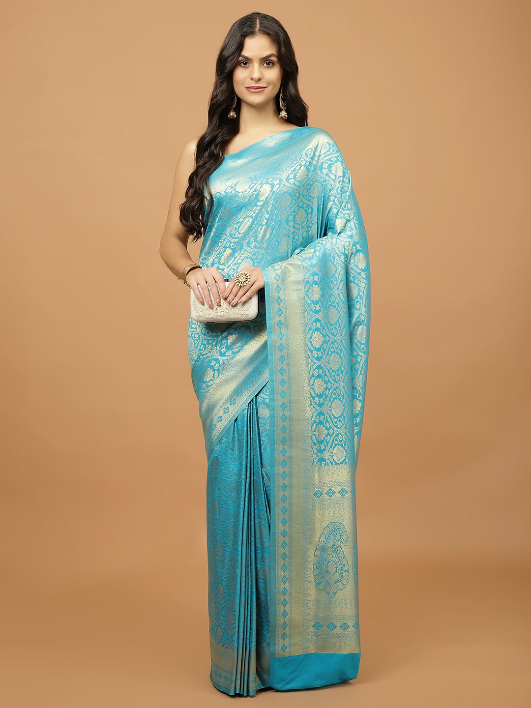 

Meena Bazaar Woven Design Zari Saree, Blue