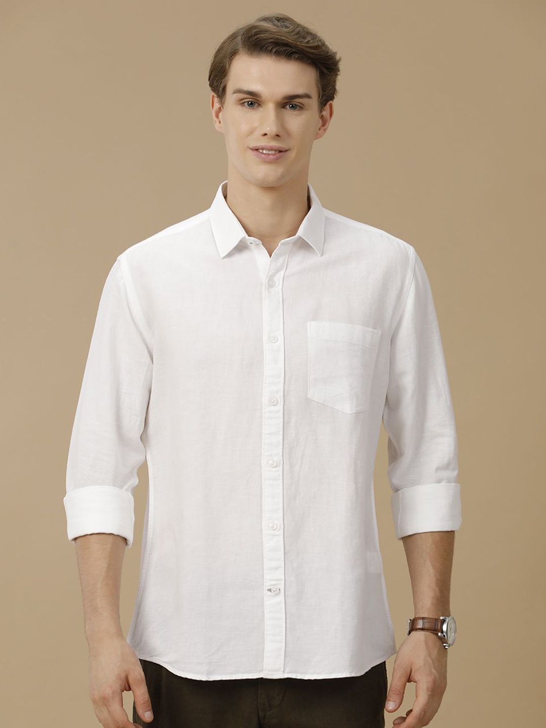 

Linen Club Men Contemporary Slim Fit Opaque Casual Shirt, White