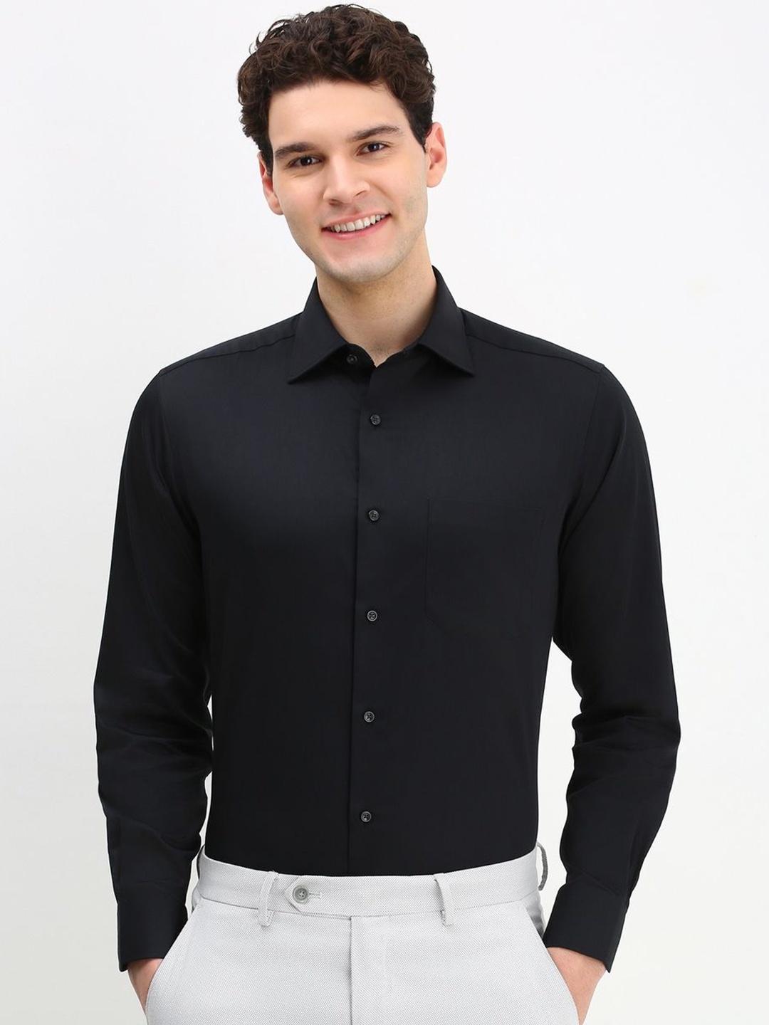 

Allen Solly Sport Men Solid Cotton Formal Shirt, Black