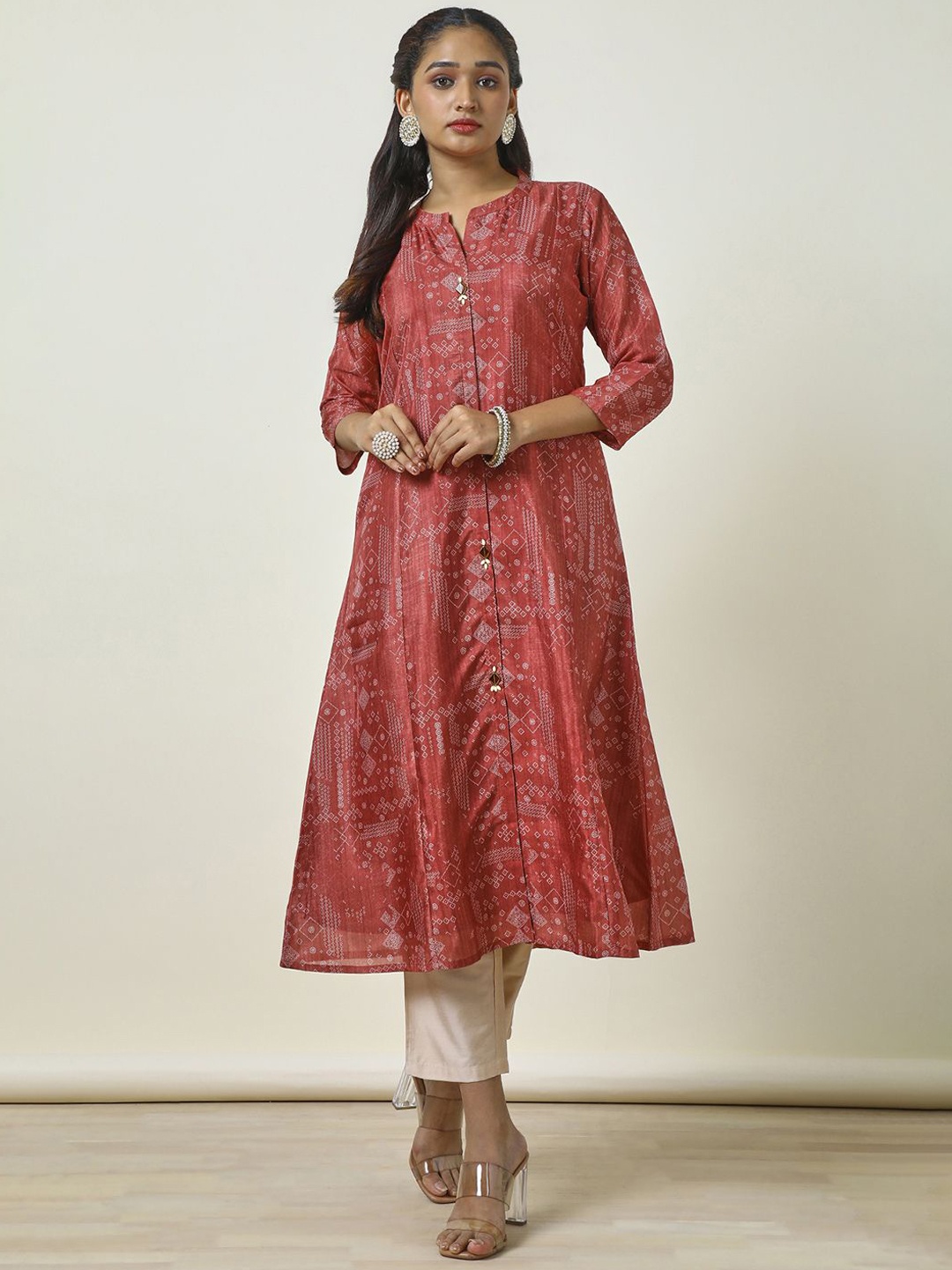 

Soch Gometric Printed Anarkali Kurta, Rust