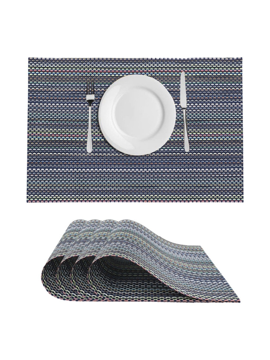 

LooMantha Grey 4 Pieces Striped Rectangle Table Placemats