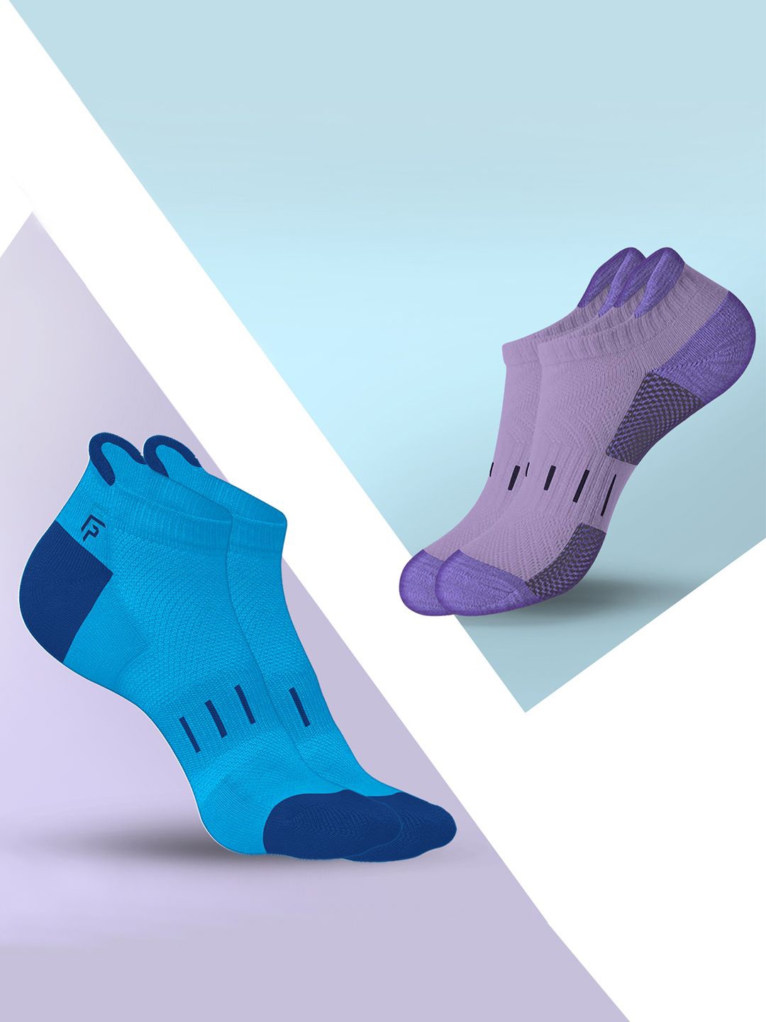 

FOOTPRINTS Pack Of 2 Patterned Organic Cotton Ankle-Length Sports Socks, Purple