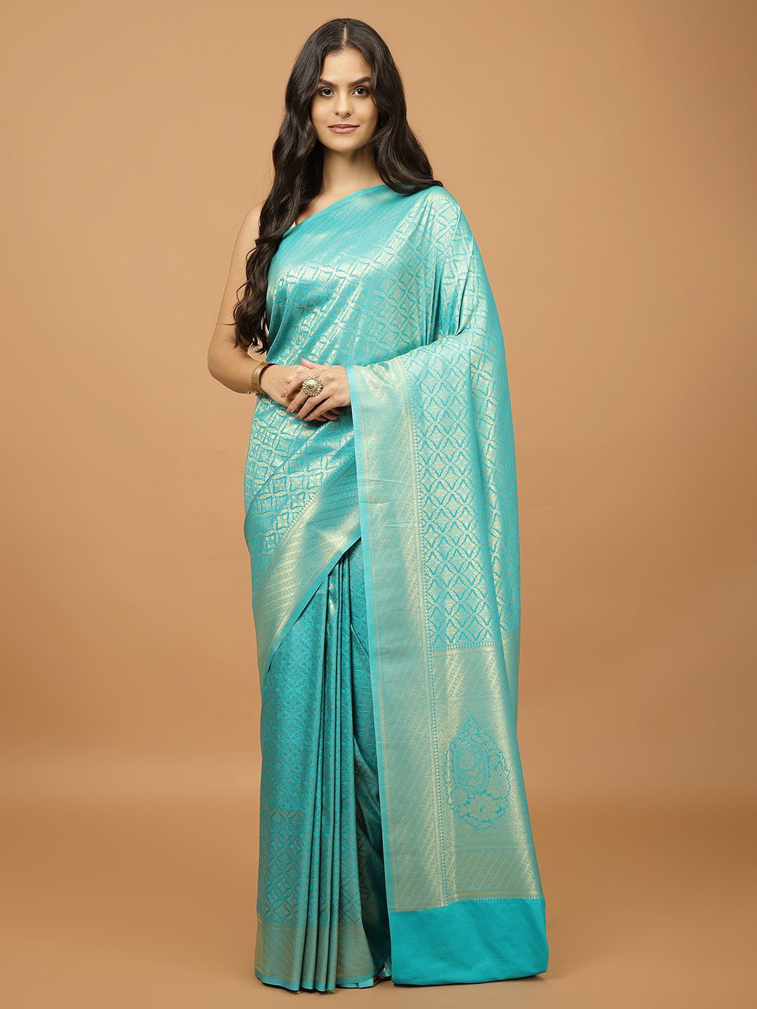 

Meena Bazaar Woven Design Zari Saree, Blue