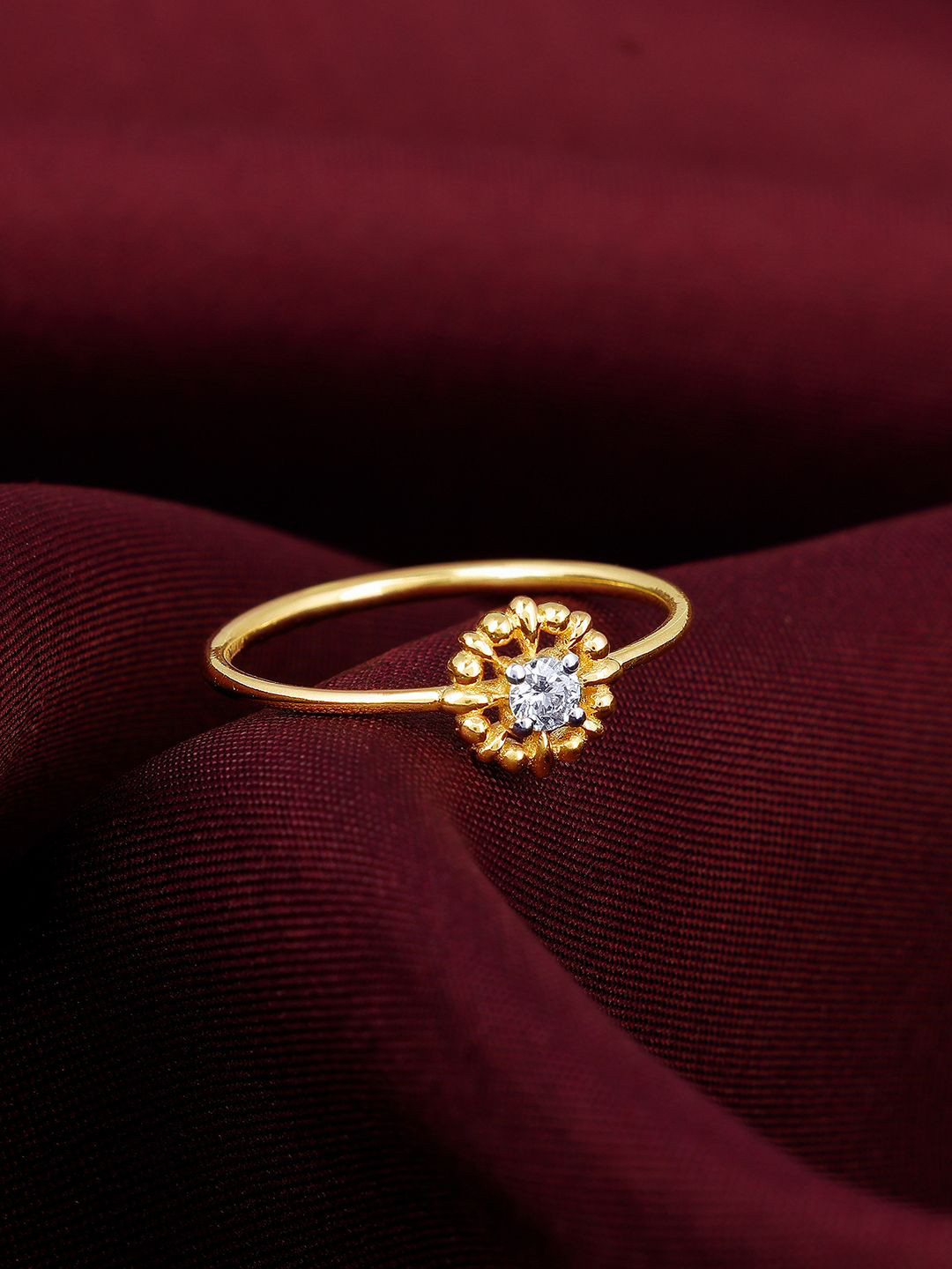 

GIVA 14KT BIS Hall Mark Gold Floweret Diamond Ring