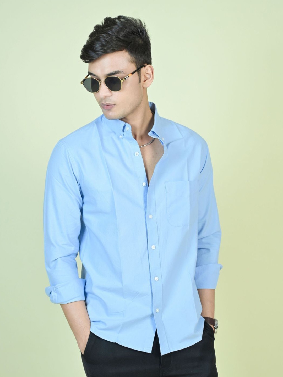 

MARC JOBBS Men Comfort Opaque Casual Shirt, Turquoise blue