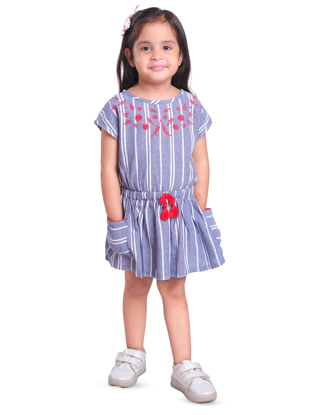 

Miyo Girls Cap Sleeve Cotton Fit & Flare Dress, Multi