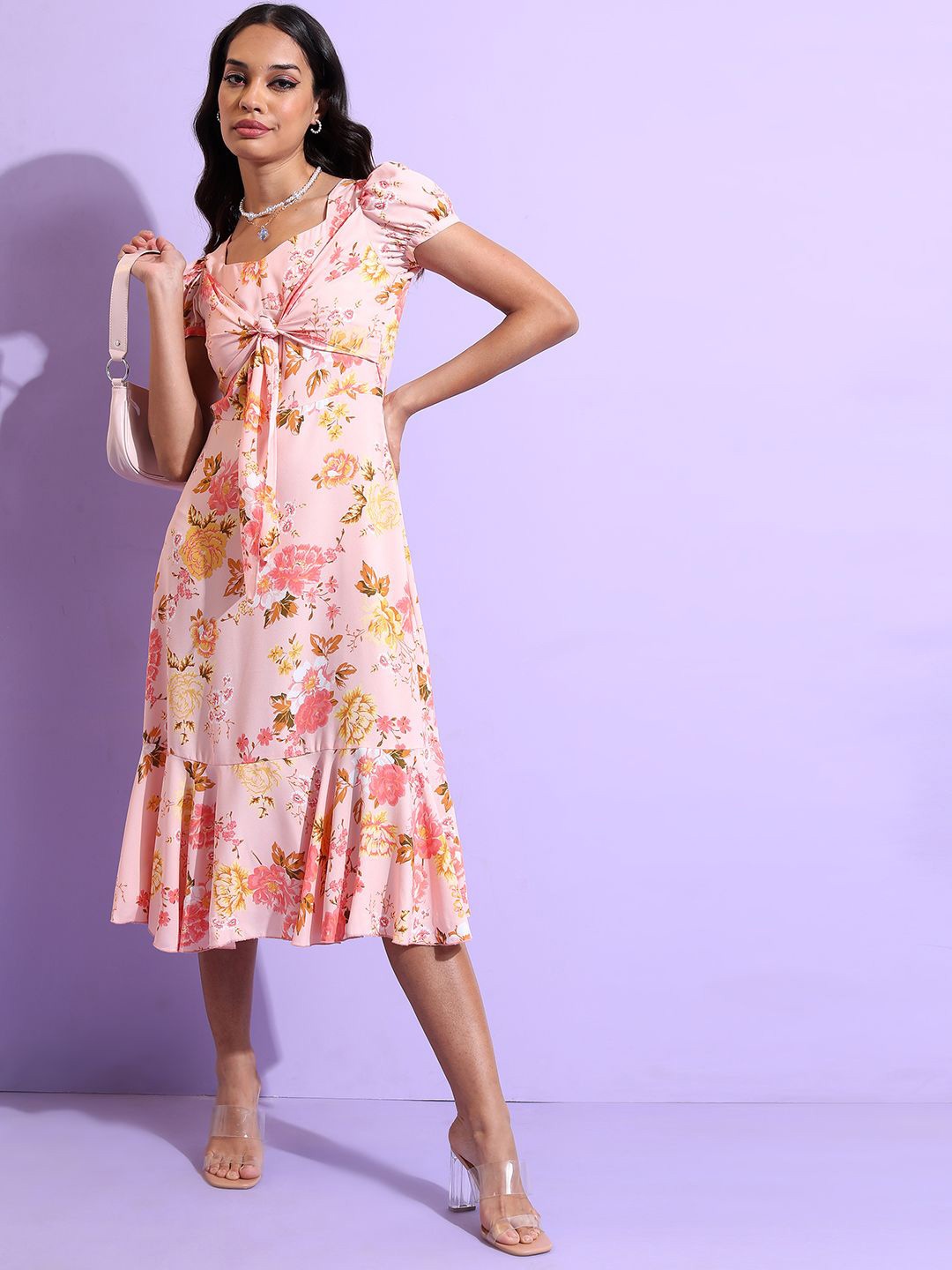 

Tokyo Talkies Floral Print Fit & Flare Midi Dress, Pink