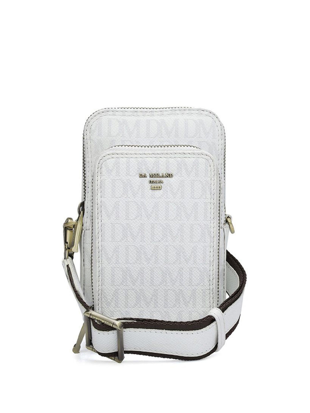 

Da Milano Men Textured Messenger Bag, White