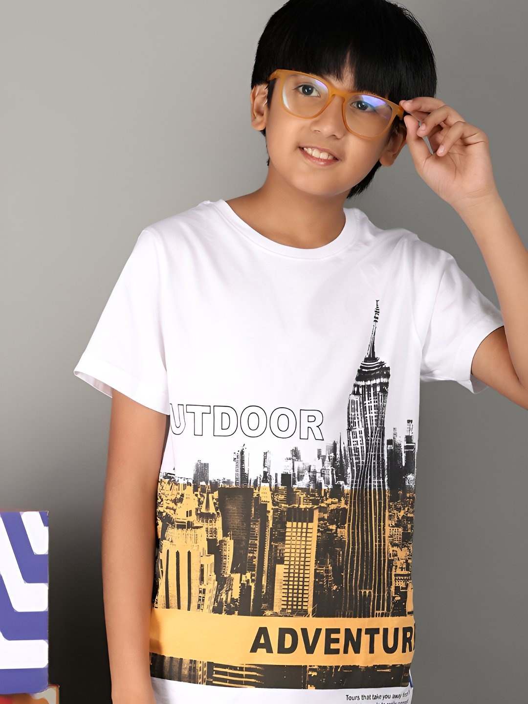 

V-Mart Boys Graphic Printed Round Neck Cotton T-shirt, White