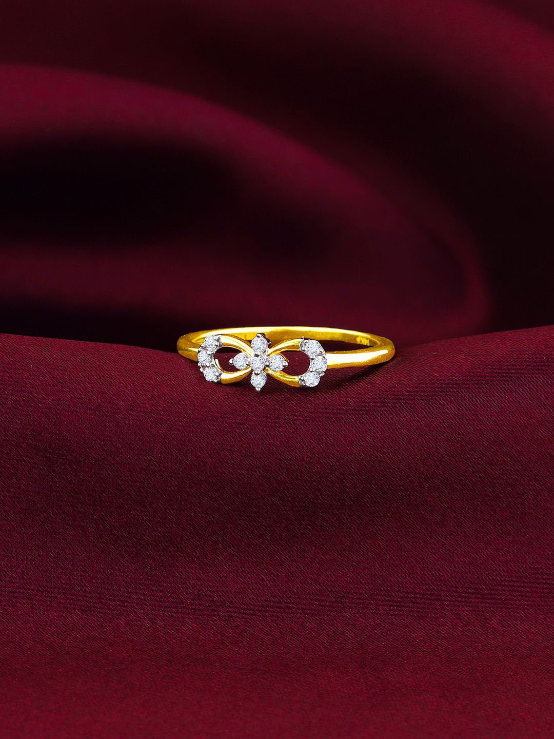 

GIVA 14K Yellow Gold Plated Forever You Diamond Stone Studded Finger Ring