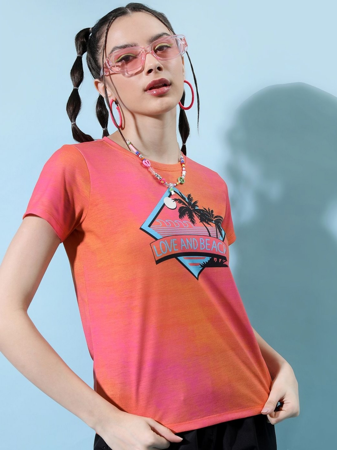 

Tokyo Talkies Women Graphic Printed Round Neck T-shirt, Pink