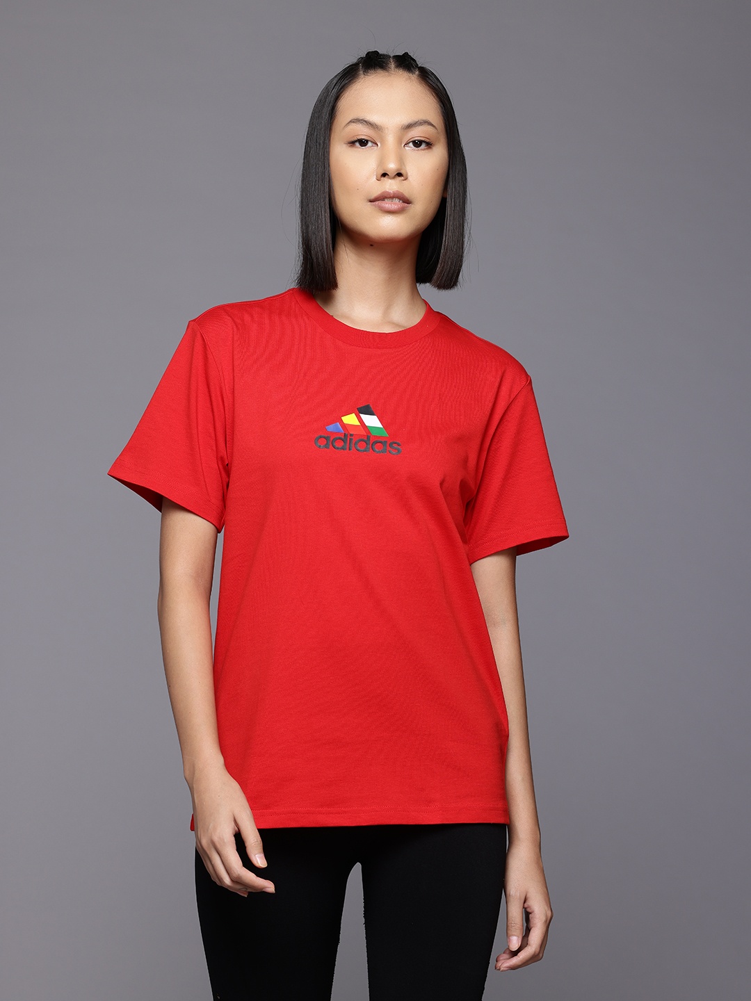 

ADIDAS Pure Cotton Brand Logo Printed Tiro Nts Training -shirt, Red