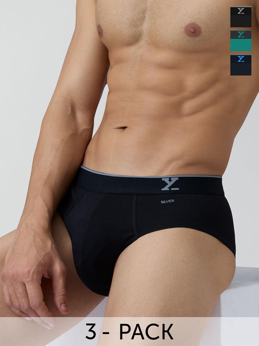 

XYXX Men Pack Of 3 Traq Anti-Microbial Basic Briefs, Blue