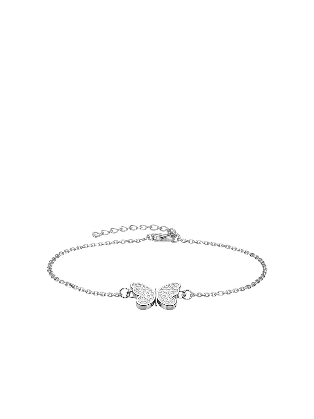 

HighSpark 925 Sterling Silver Cubic Zirconia Studded Butterfly Charm Bracelet