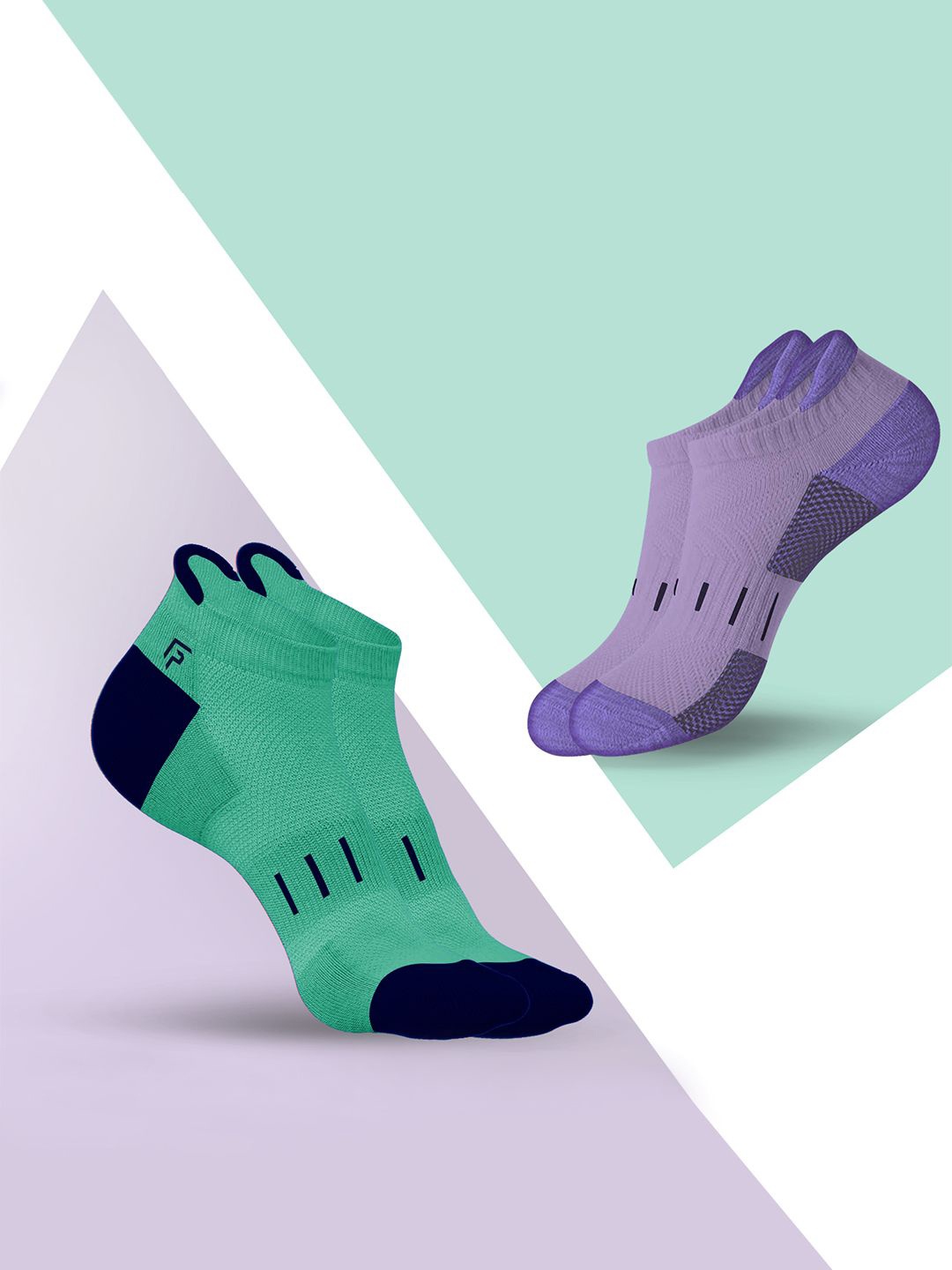 

FOOTPRINTS Women Pack Of 2 Patterned Ankle-Length Socks, Green