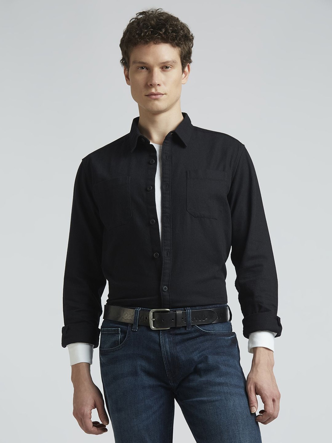 

Pepe Jeans Men Solid Cotton Casual Shirt, Black