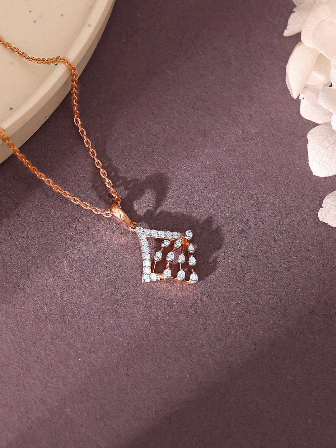

GIVA 18KT Prodigy Pendant Diamond Pendant, Rose gold