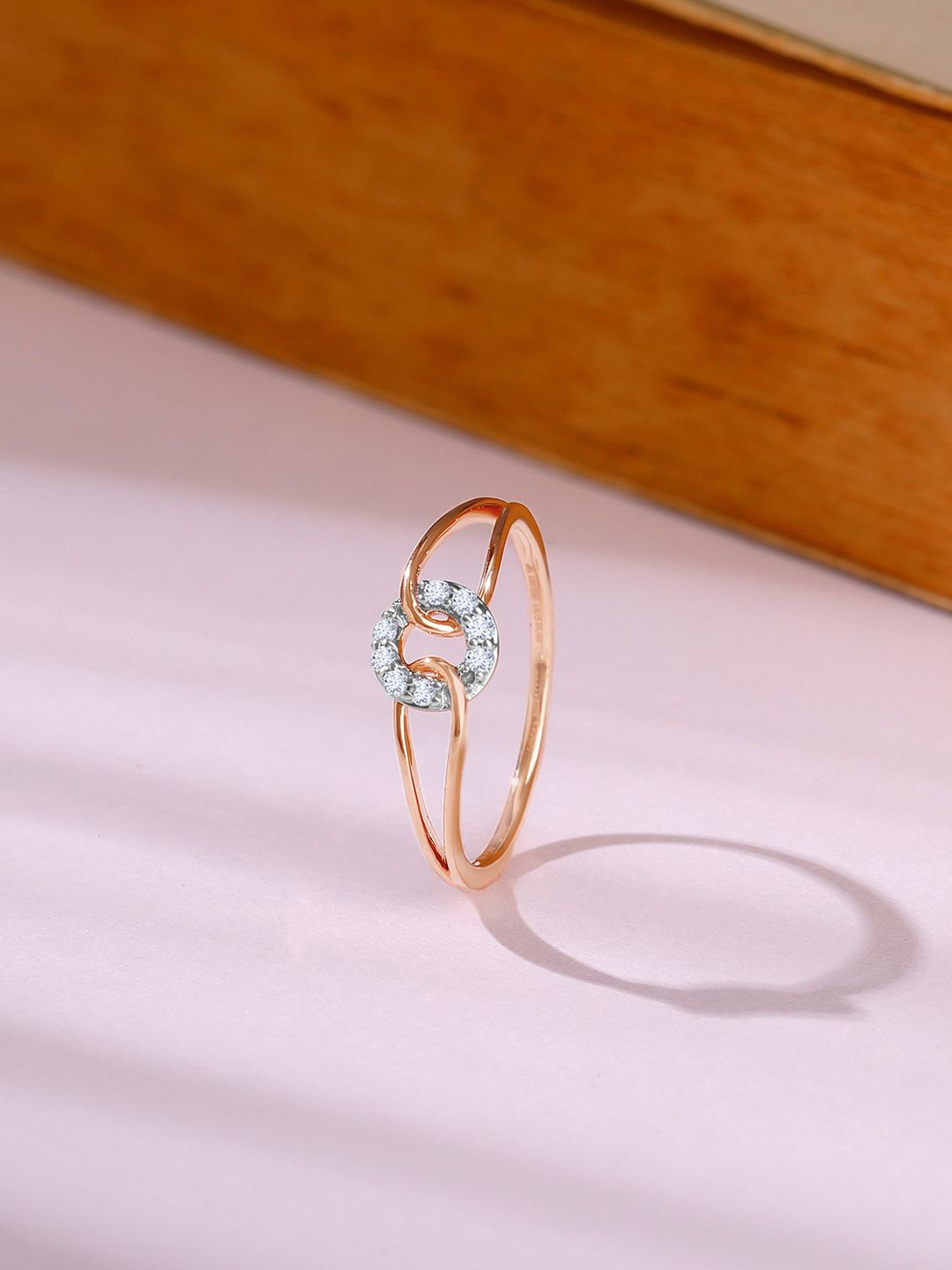 

GIVA Women 18KT BIS Hall Mark Rose Gold Panoramic Diamond Ring