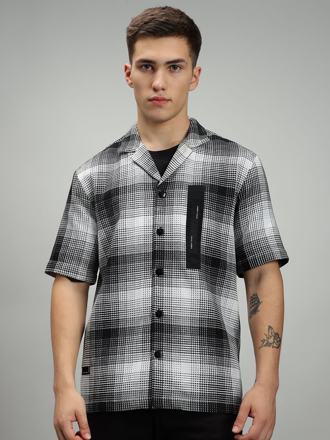 

MARC JOBBS Men Comfort Tartan Checks Opaque Checked Casual Shirt, Grey