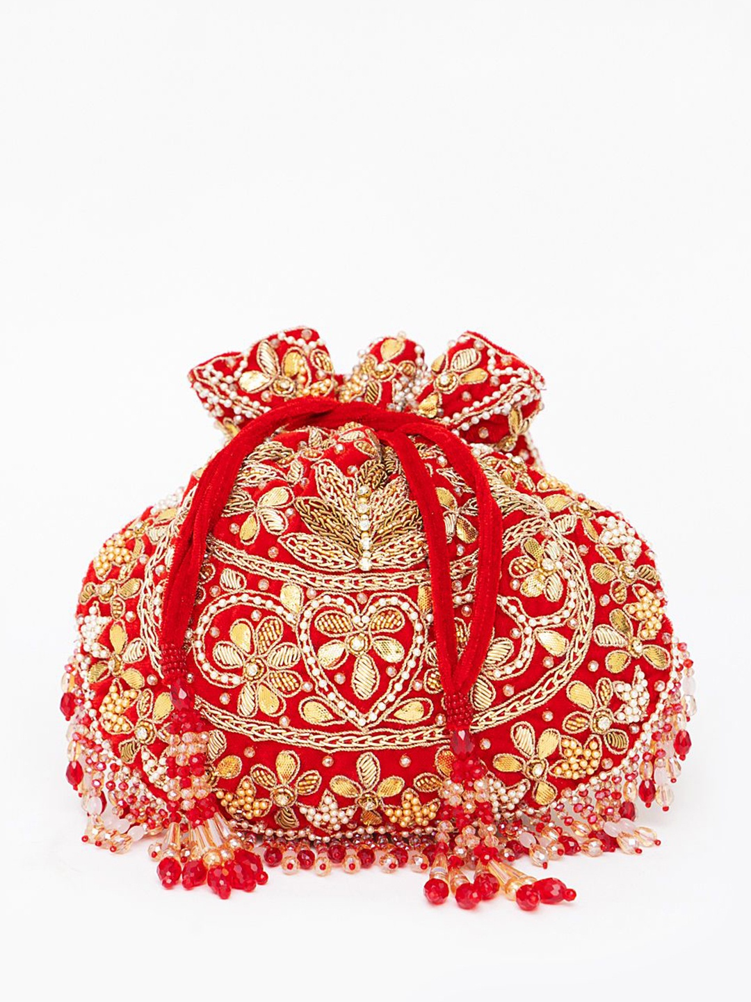 

EENA Embellished Potli Clutch, Red