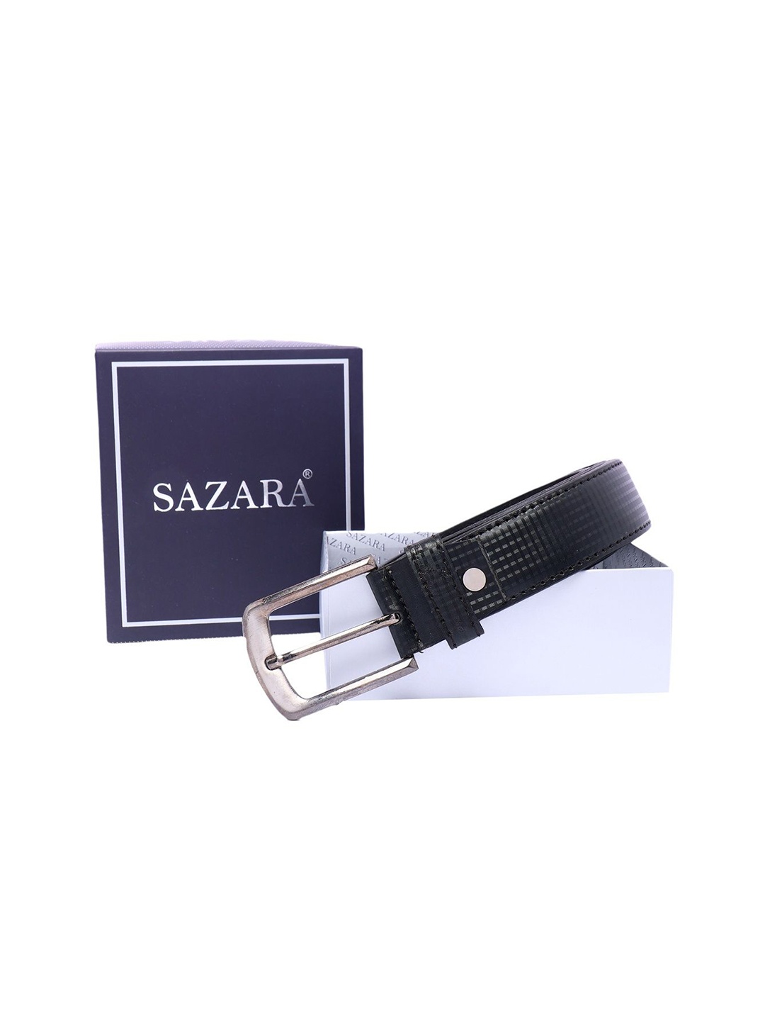 

SAZARA Men Textured Leather Belt, Black