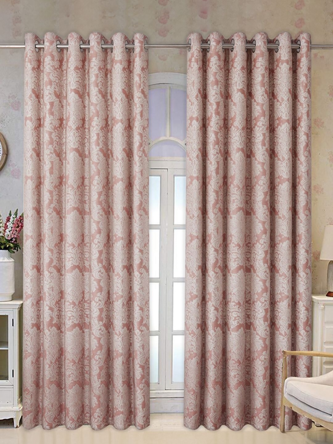 

Tesmare Beige & Peach-Coloured Ethnic Motifs Printed Room Darkening Long Door Curtain