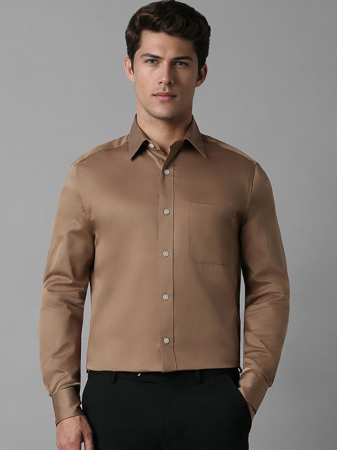 

Louis Philippe Men Classic Opaque Casual Shirt, Brown