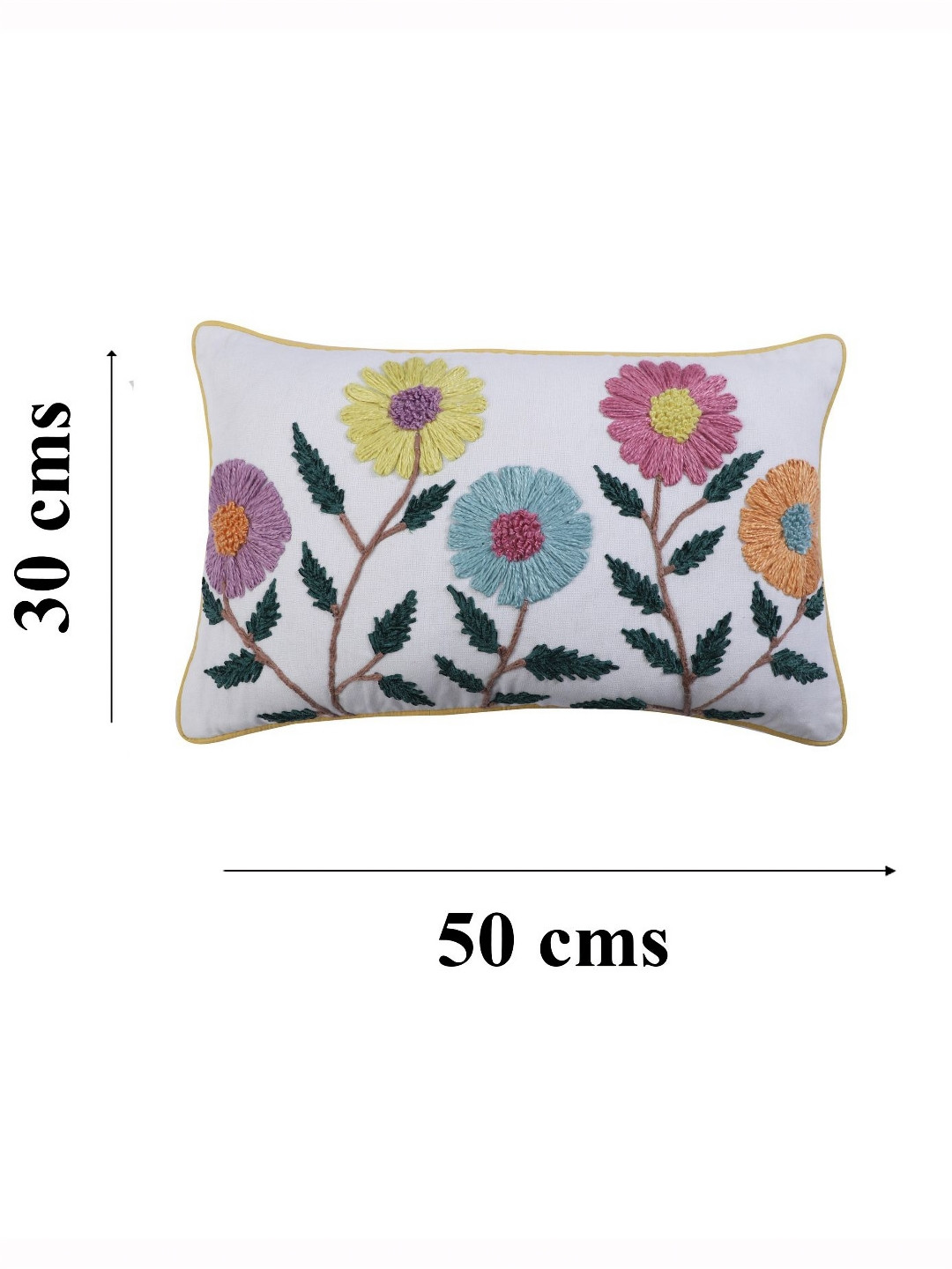 

Jamio Firati White & Green Embroidered Cotton Rectangle Cushion Covers