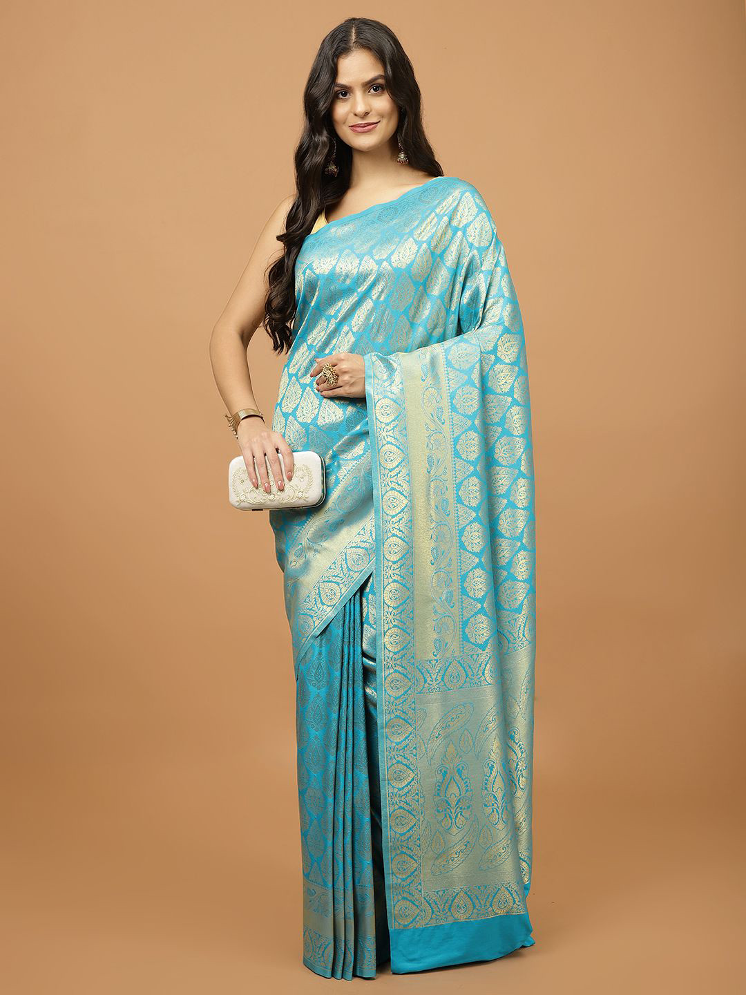

Meena Bazaar Woven Design Zari Saree, Blue