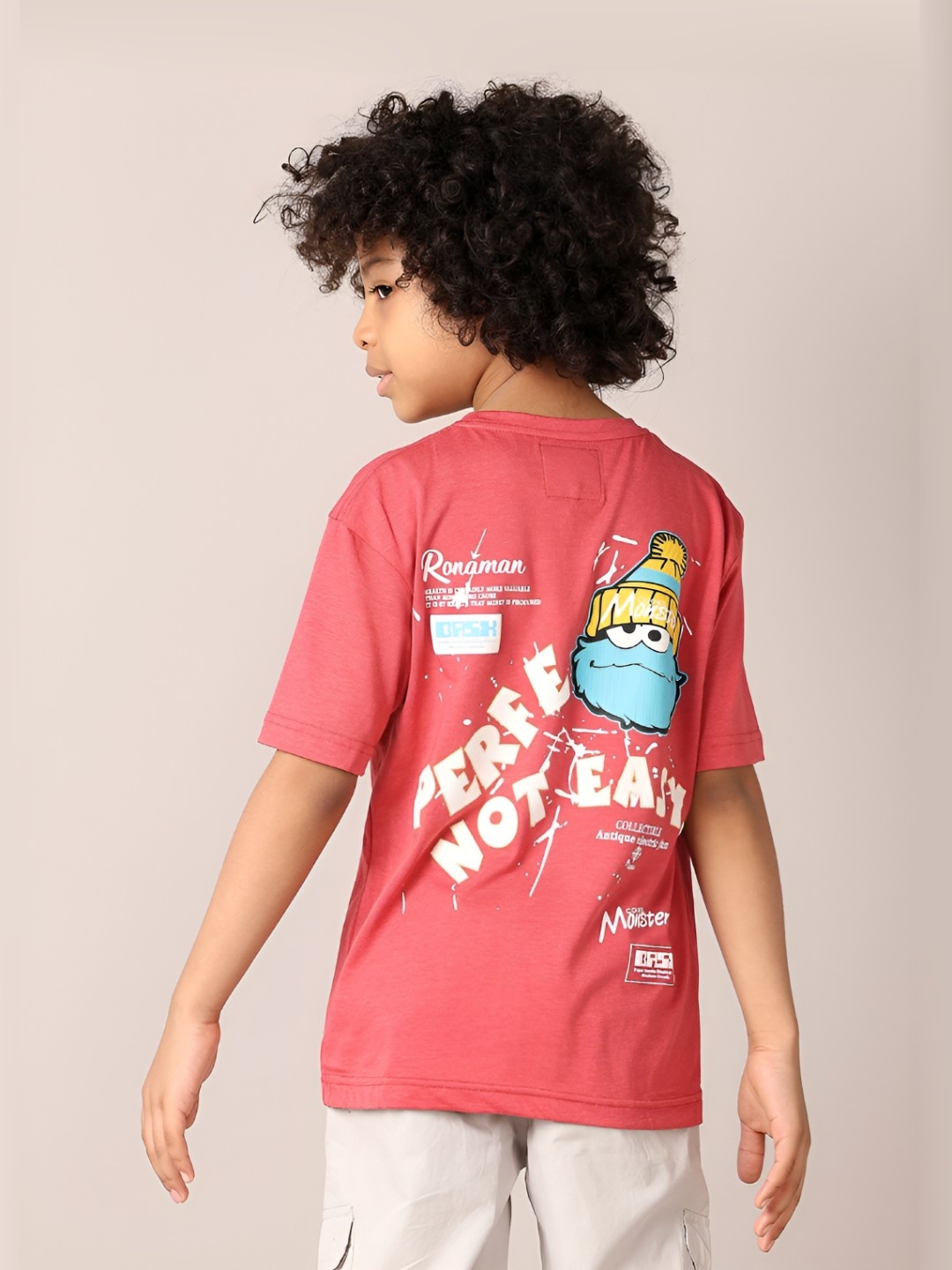 

V-Mart Boys Graphic Printed Round Neck Cotton T-shirt, Red