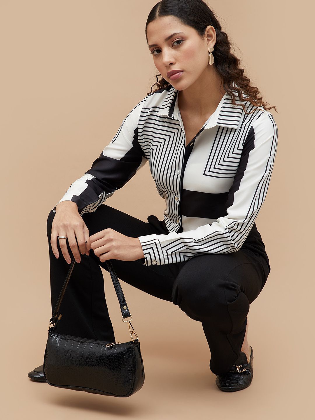 

CODE by Lifestyle Women Printed Shirt Style Top, Off white