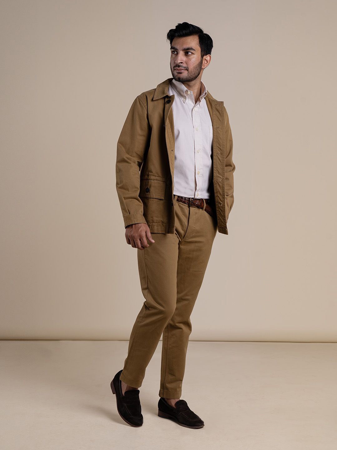 

Monks of Method Men Classic Solid Cotton Slim Fit Formal Shirt, Beige