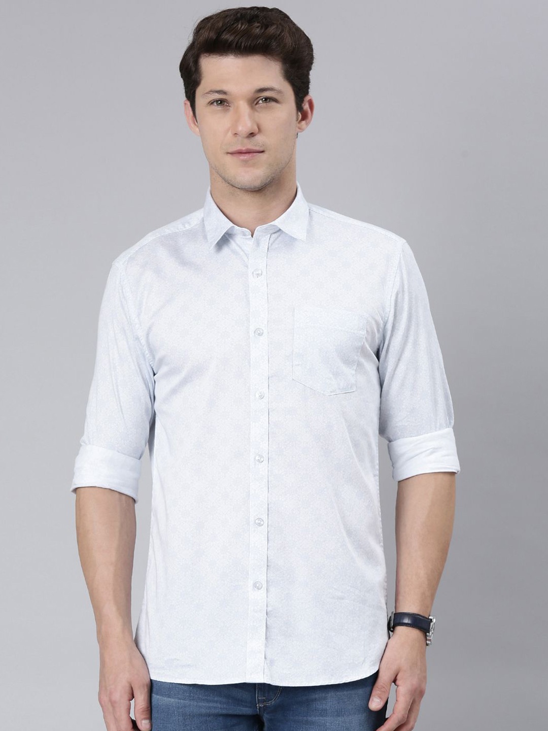 

Classic Polo Men Slim Fit Opaque Cotton Casual Shirt, Blue