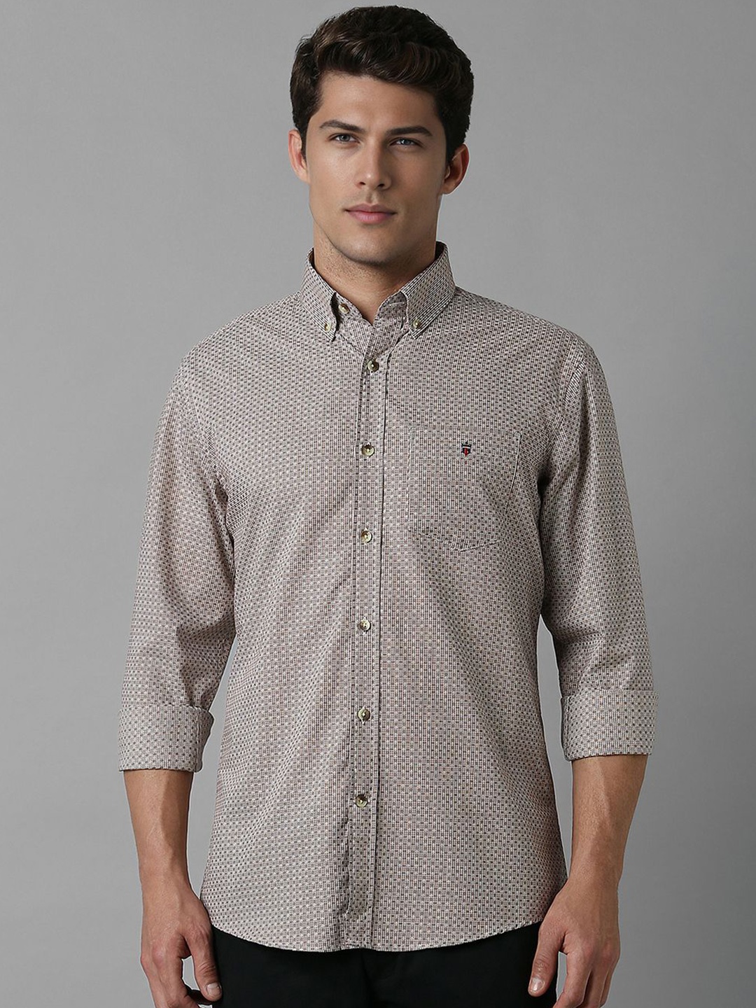 

Louis Philippe Sport Men Cotton Slim Fit Printed Casual Shirt, Brown