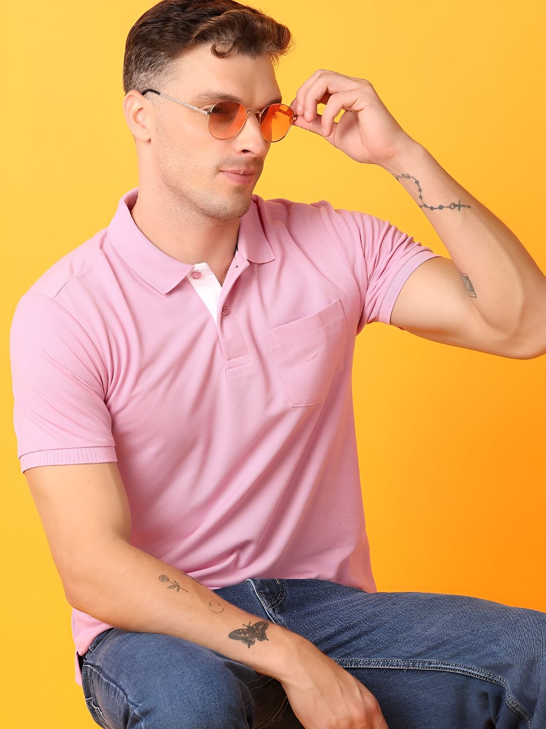 

V-Mart Men Solid Polo Collar Cotton T-shirt, Purple