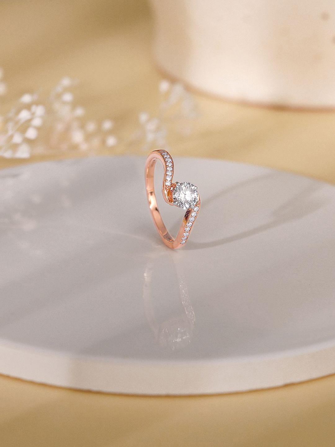 

GIVA 18KT BIS Hall Mark Rose Gold Stunners Diamond Ring