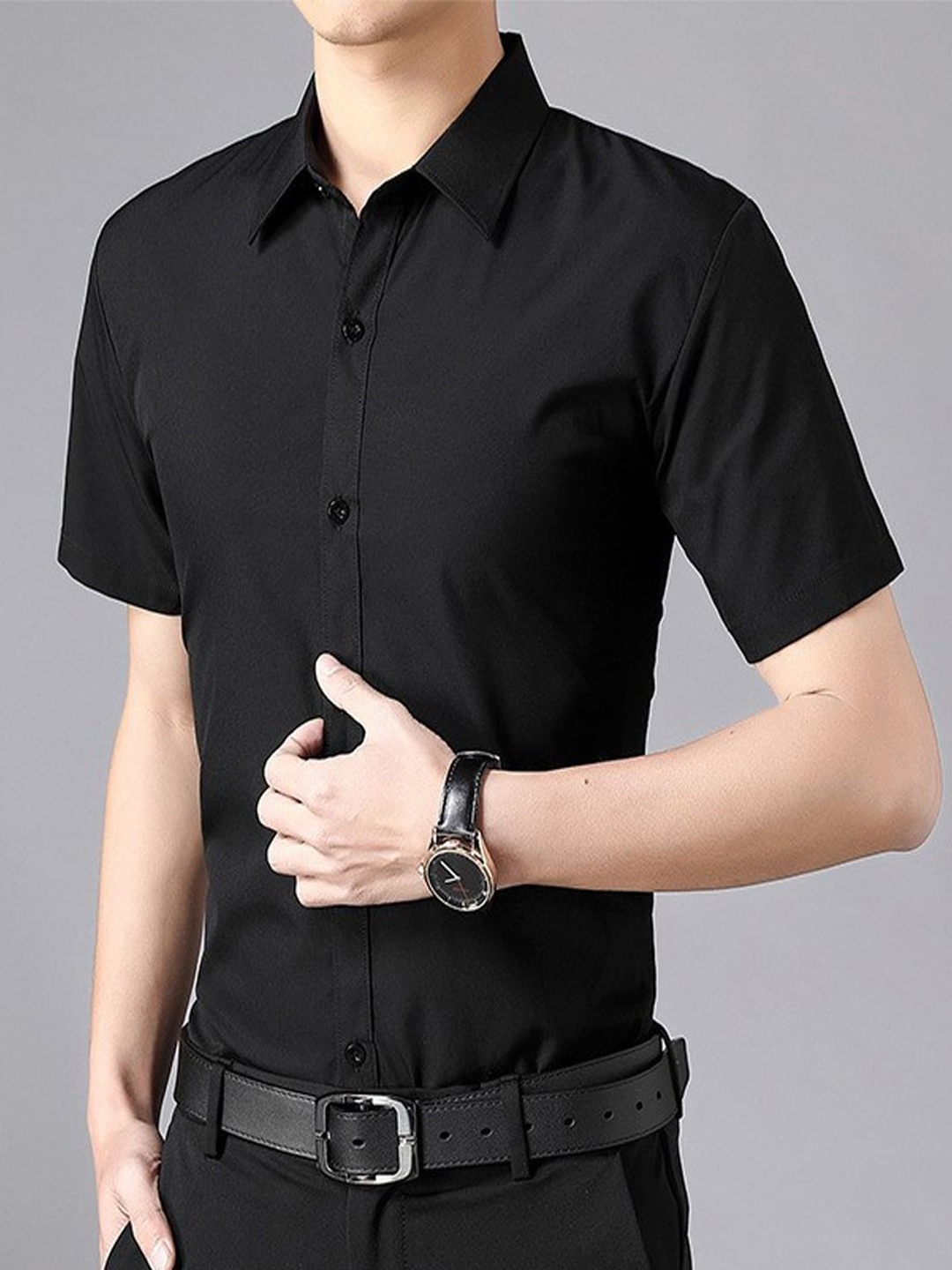 

StyleCast Men Relaxed Opaque Cotton Casual Shirt, Black