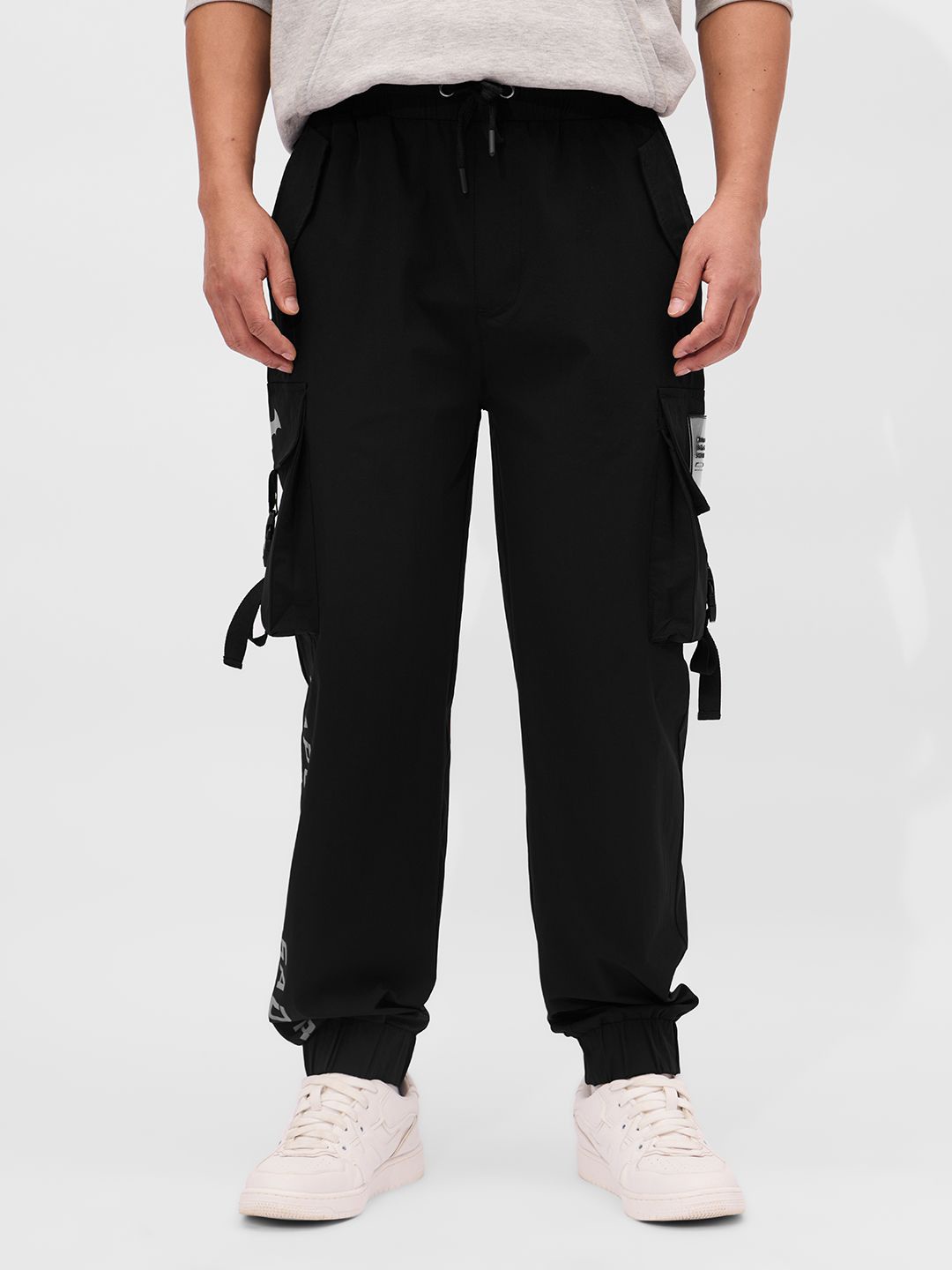 

The Souled Store Men Printed Joggers Trousers, Black
