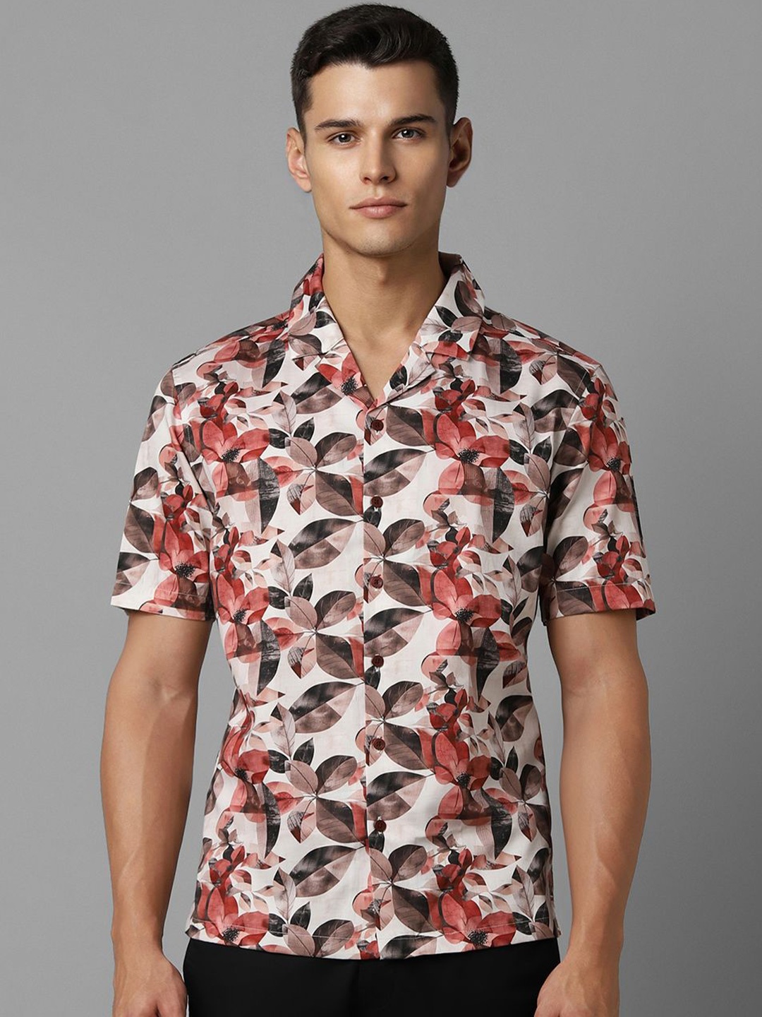

Louis Philippe Sport Men Slim Fit Cuban Collar Floral Printed Casual Shirt, White