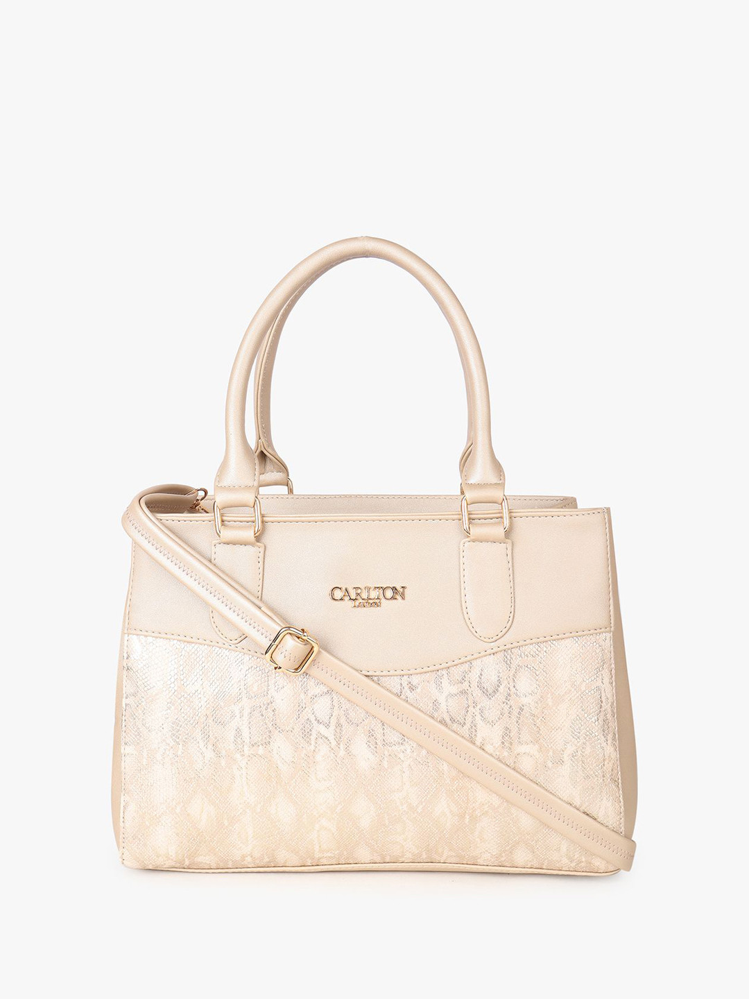 

Carlton London Women Animal Printed Structured Tote Bag, Beige