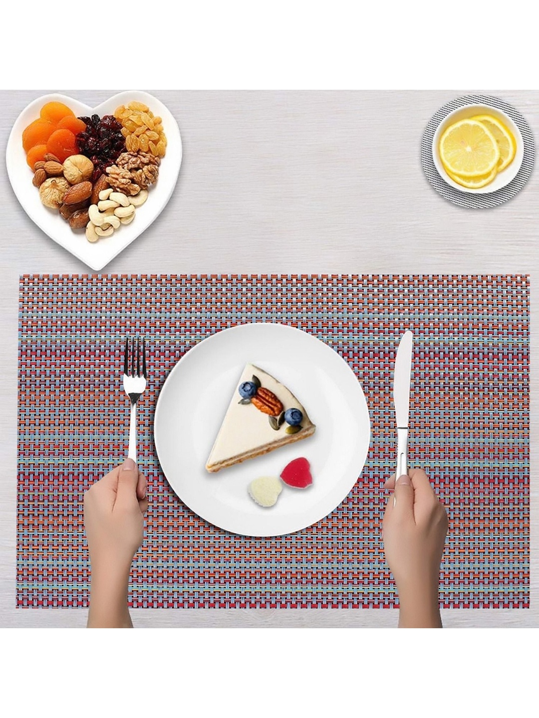 

LooMantha Purple & Blue 2 Pieces Striped Rectangle Shape Table Placemats