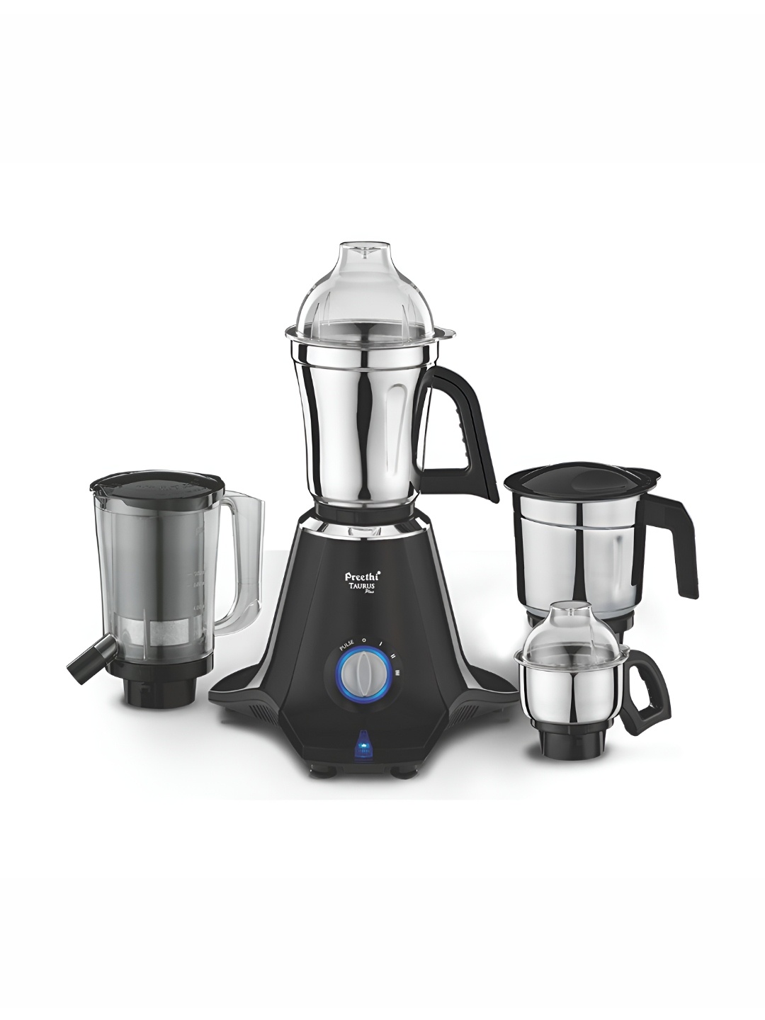 

Preethi Taurus Plus MG-257 Black Stainless Steel 4 Jar Juicer Mixer Grinder