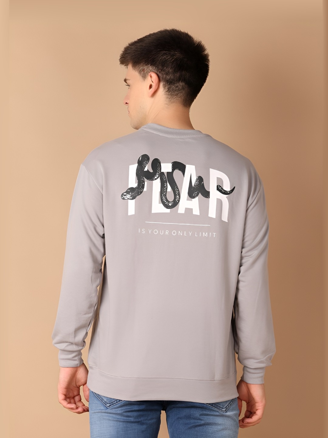 

V-Mart Men Typography Printed Round Neck Cotton T-shirt, Grey