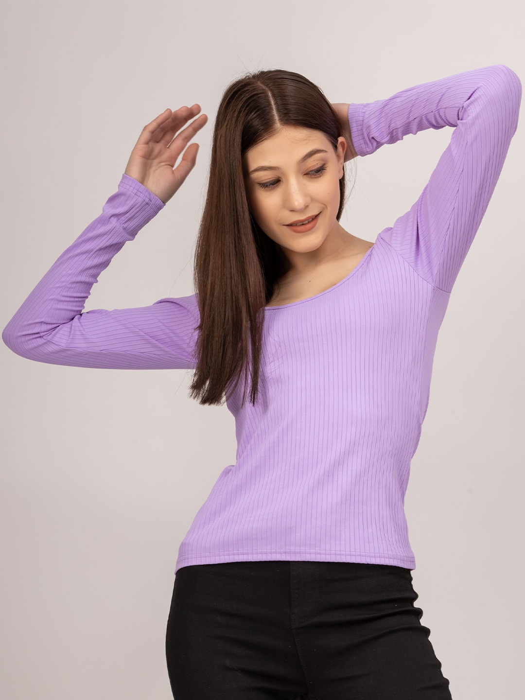 

Redamancii Women Scoop Neck Top, Lavender