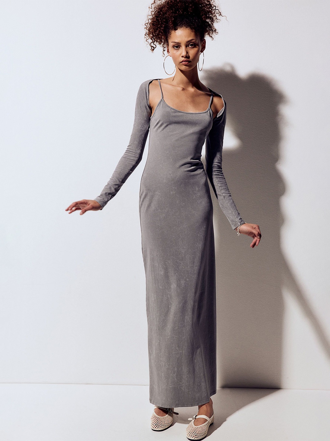 

H&M 2-Piece Bodycon Maxi Dress & Bolero Set, Grey